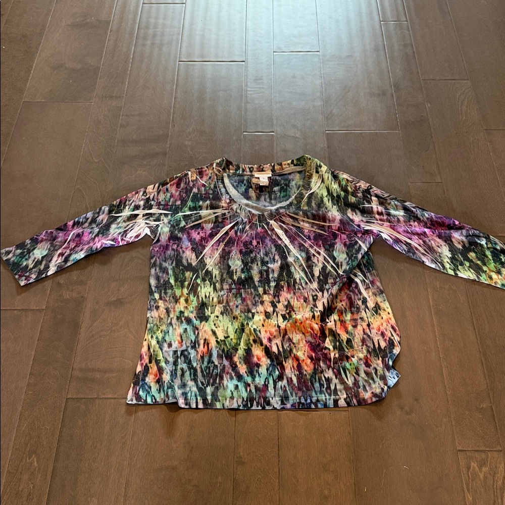 Chico's Colorful Abstract Pattern Blouse - Picture 2 of 3